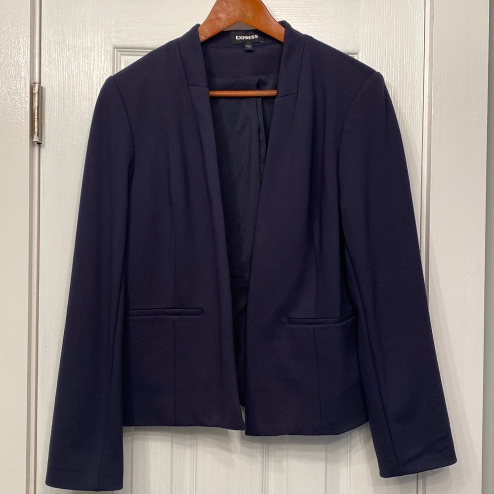 Express Women’s Navy Sz 12 lined Stretch Suit Jacket